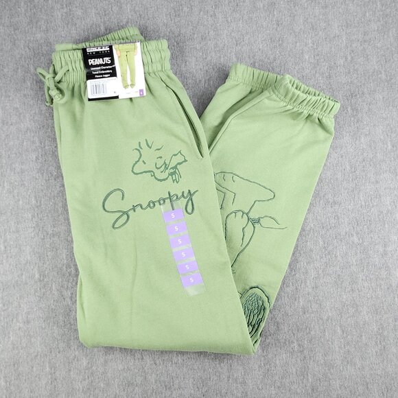 Freeze NY Peanuts Women S Fleece Jogger Tonal Embroidery Green NWT - Picture 3 of 15
